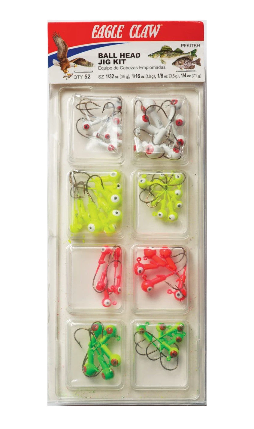 Eagle Claw Ball Head Jig Kit 52-Piece Jighead Assortment 3 Eagle Claw Ball Head Jig Kit 52-Piece Jighead Assortment