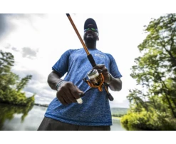 Lew's Mach Crush Speed Spin Spinning Reels -Famous Fishing Store mcras machcrushspinningreel2ndgen inuse